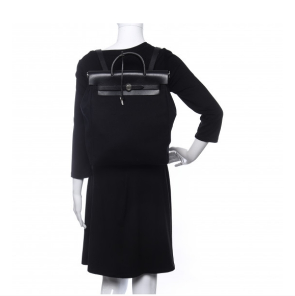 Hermès Toile Vache Calfskin Canvas Backpack Black - Picture 9 of 10